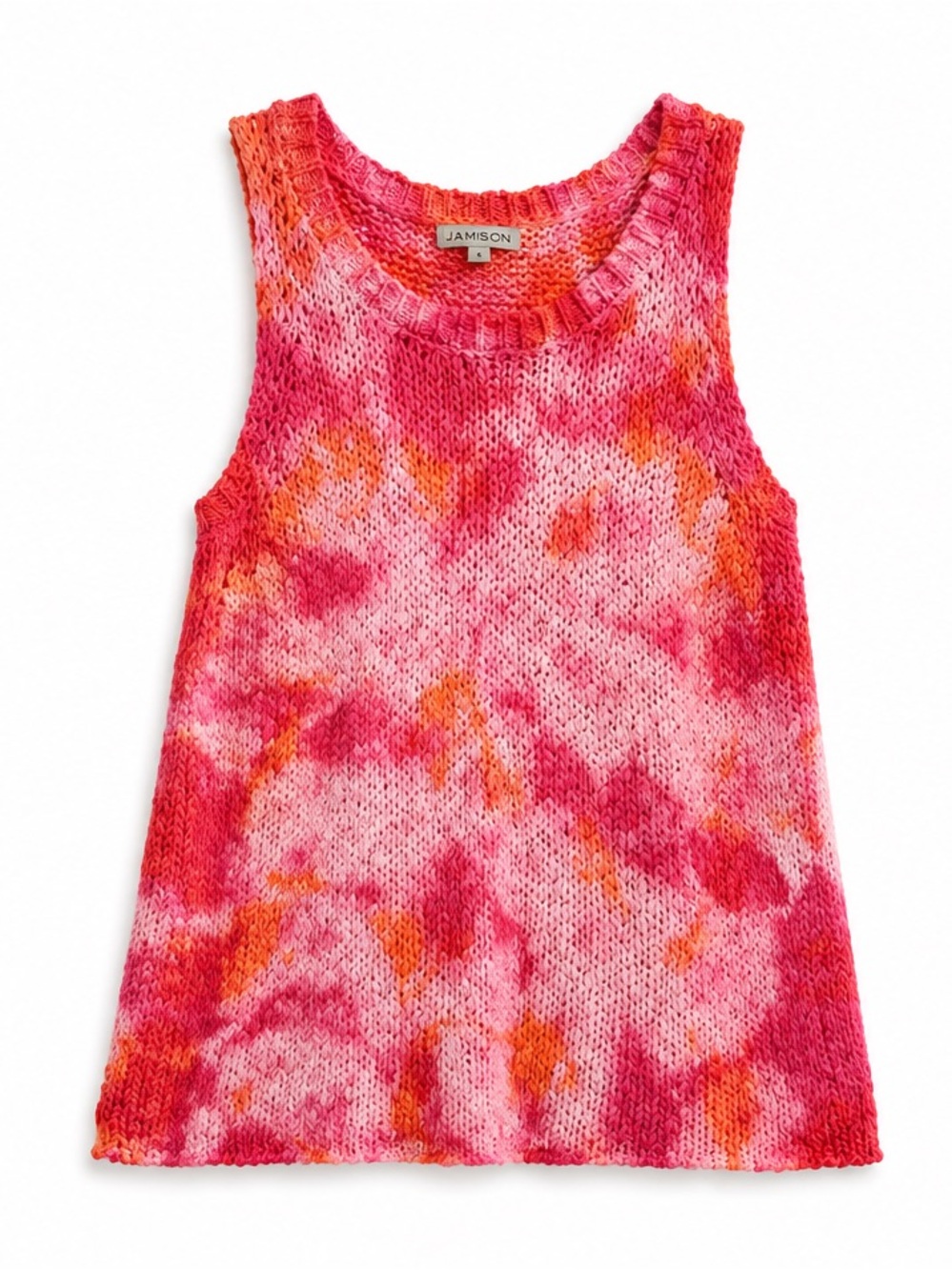 Jamison Cotton Knit Tank Top Pink Orange Tie Dye Sleeveless Chunky Sweater Small - Picture 2 of 7